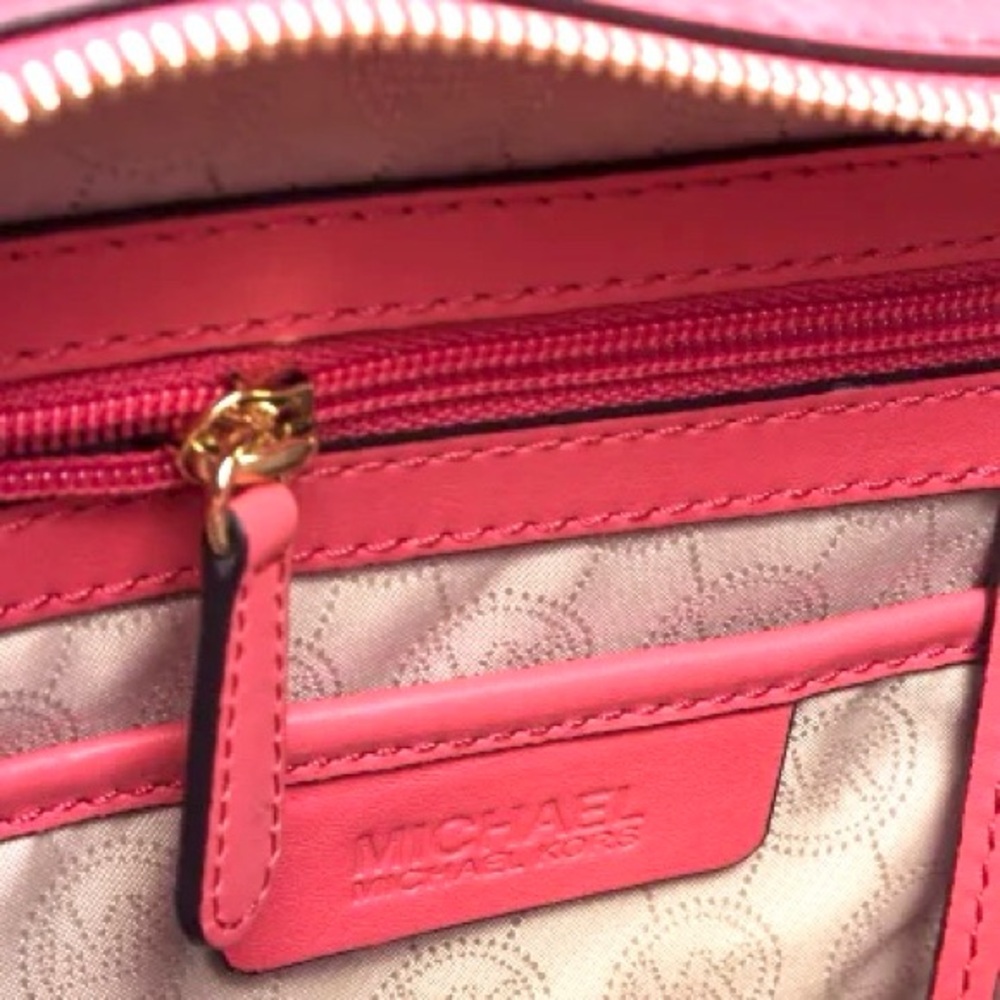 RARE MICHAEL KORS Colette Satchel Leather Large Color-Block Zip Closure - Picture 5 of 14